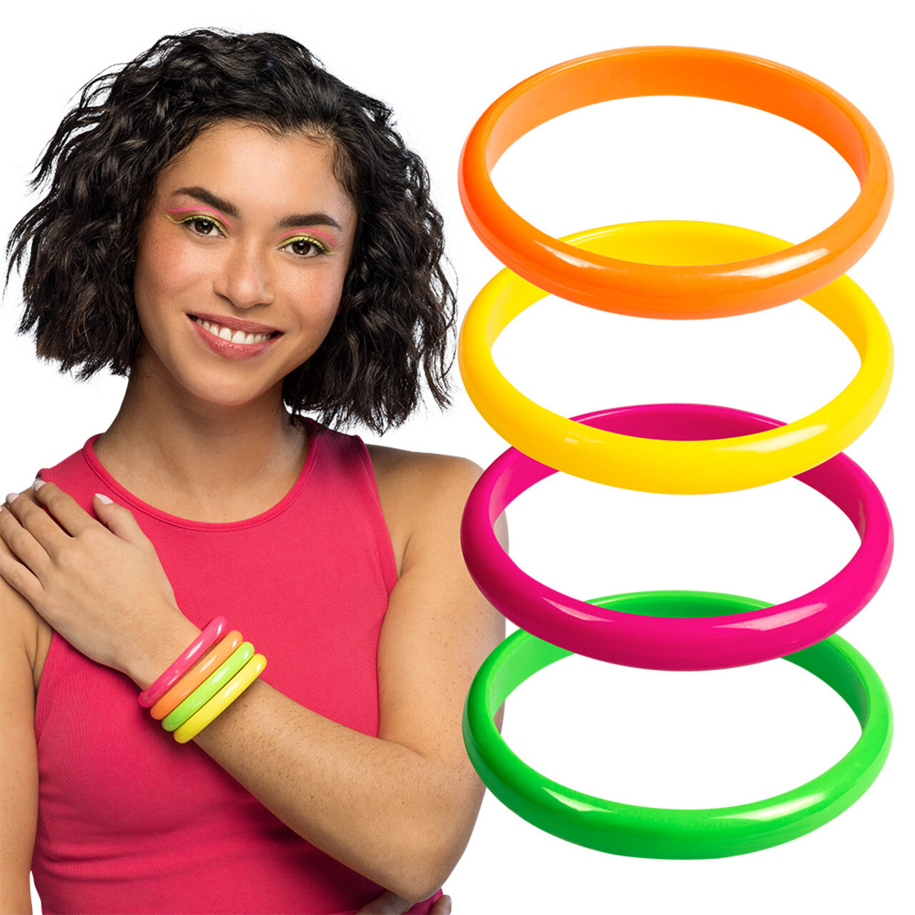 Op deze afbeelding zie je een Accessoires, van het merk Boland. Set 4 Armbanden 80s Party
