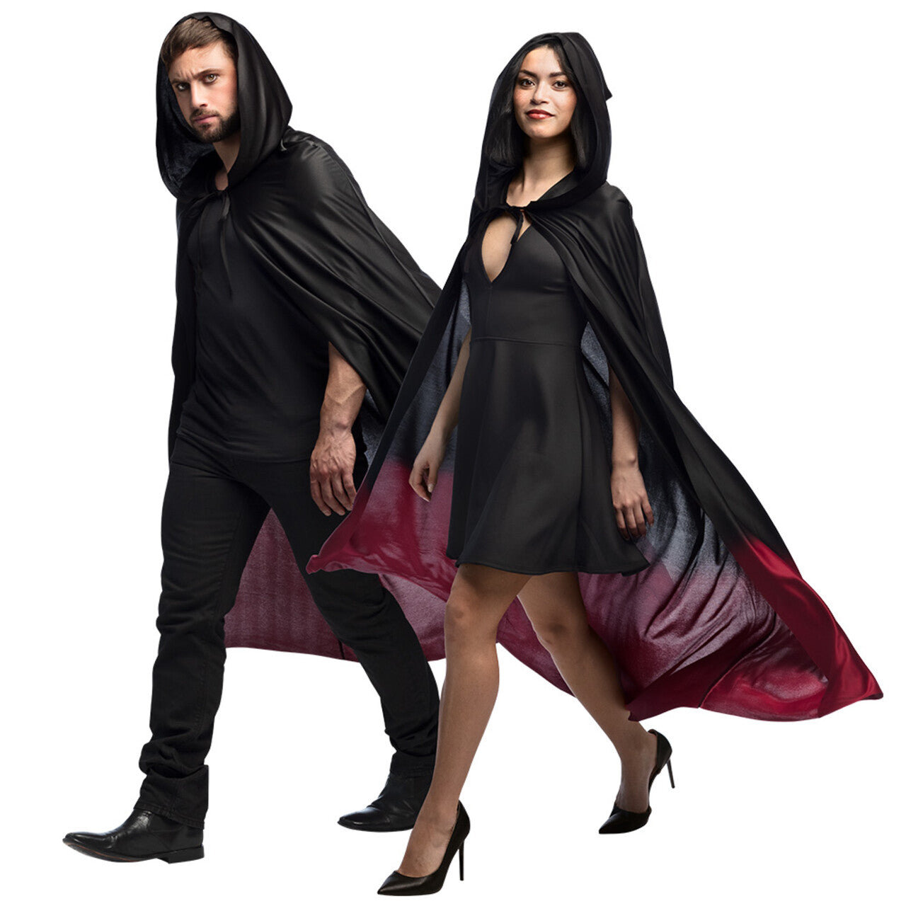Op deze afbeelding zie je een Kostuums, van het merk Boland. Cape Fade Away Zwart Rood