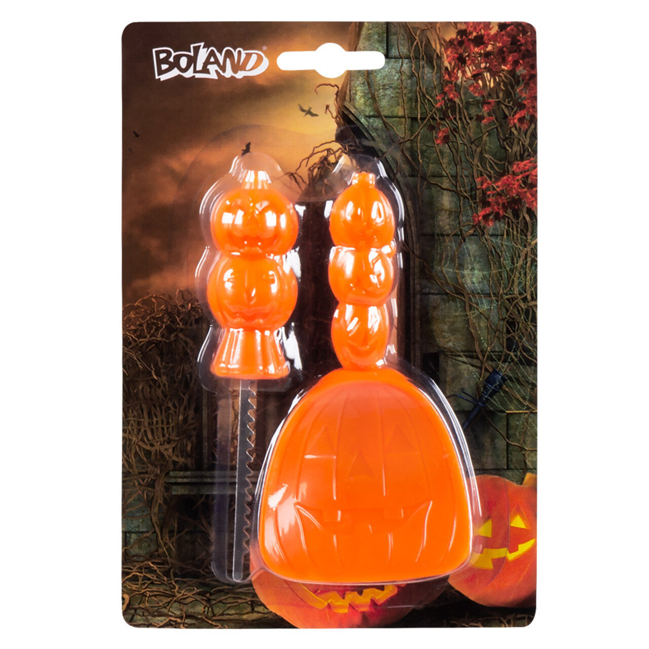 Op deze afbeelding zie je een Accessoires, van het merk Boland. Snijkit Pompoen Mesje Met Schep