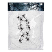 Op deze afbeelding zie je een Decoratie, van het merk Boland. Spinrag 250 G Wit Met 12 Spinnen