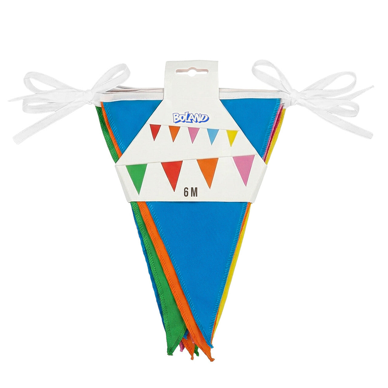 Op deze afbeelding zie je een Decoratie, van het merk Boland. Vrolijke Multicolor Vlaggenlijn