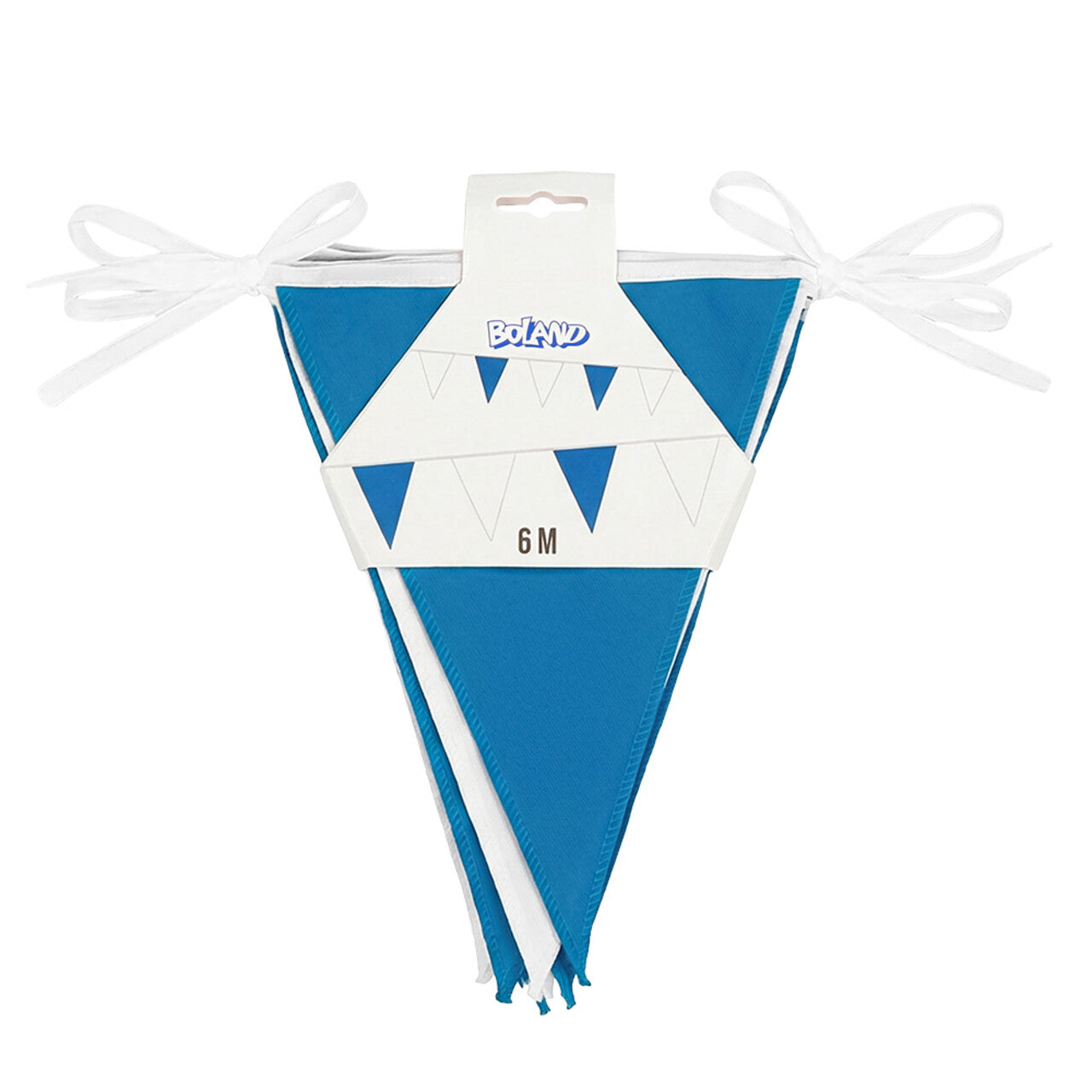 Op deze afbeelding zie je een Decoratie, van het merk Boland. Feest Vlaggenlijn Blauw Wit