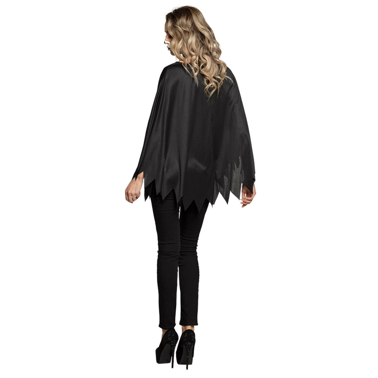 Op deze afbeelding zie je een Kostuums, van het merk Boland. Kitty Skelet Poncho Vrouw Kostuum