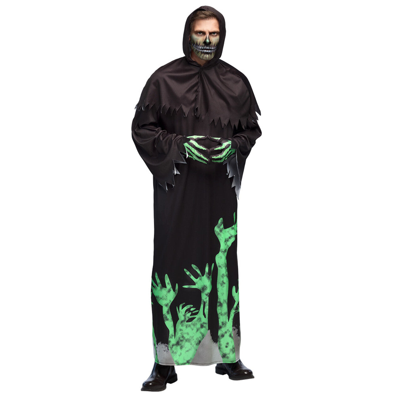 Op deze afbeelding zie je een Kostuums, van het merk Boland. Glowing Reaper Man Kostuum