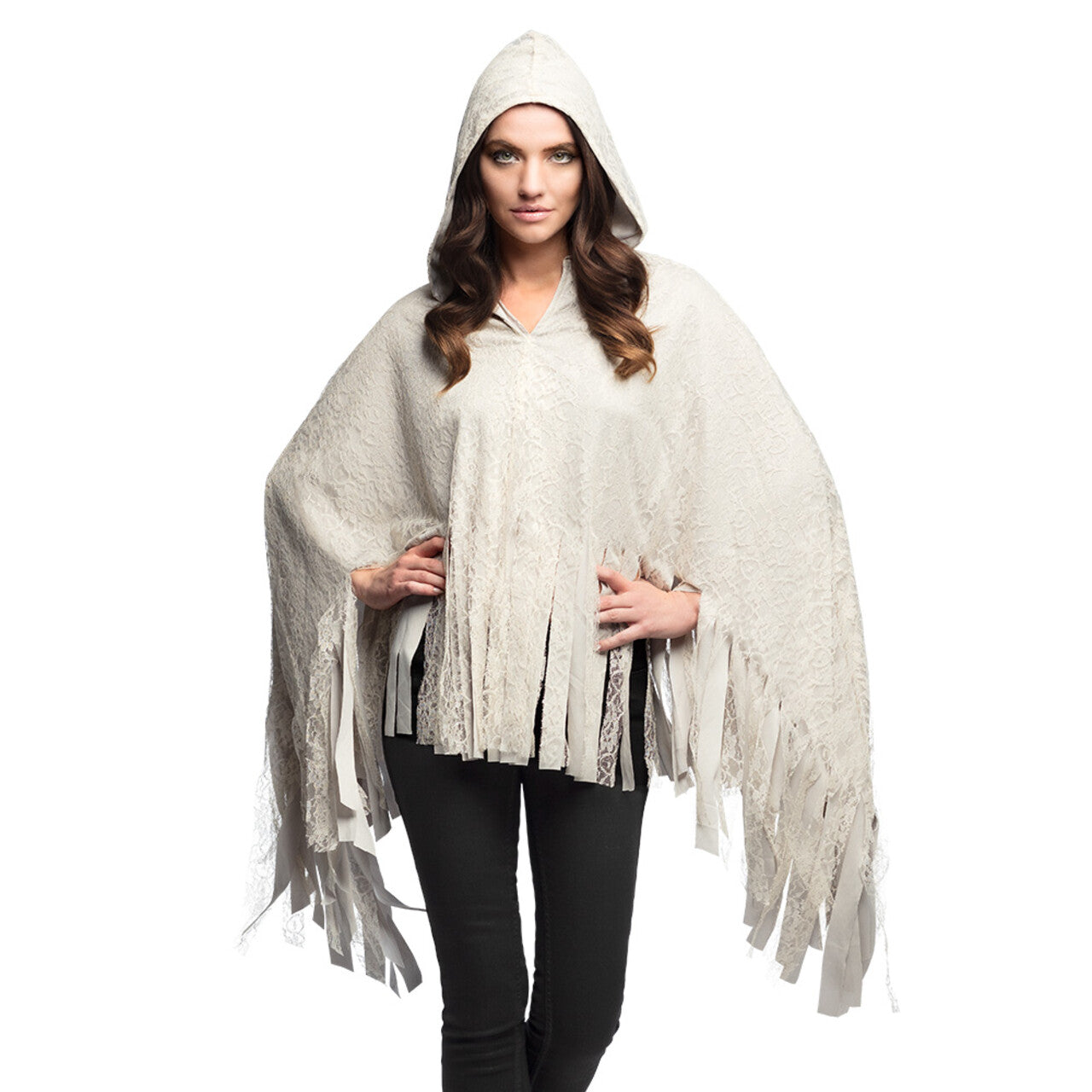 Op deze afbeelding zie je een Kostuums, van het merk Boland. Poncho Spooky Bohemian Vrouw Kostuum
