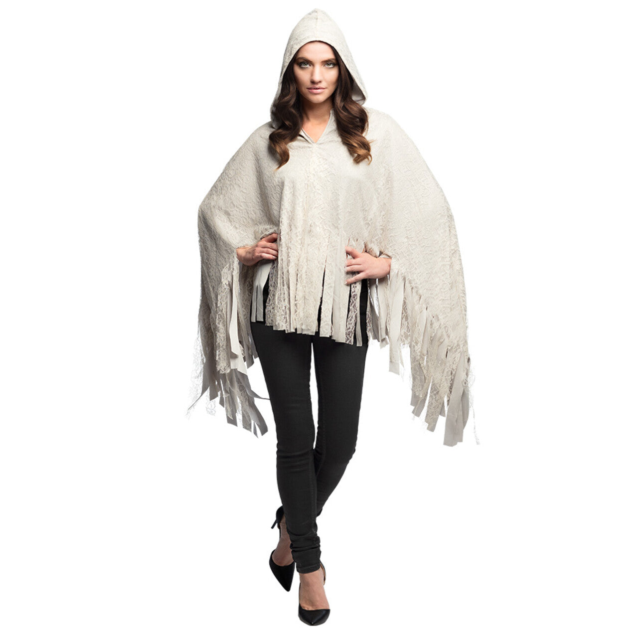 Op deze afbeelding zie je een Kostuums, van het merk Boland. Poncho Spooky Bohemian Vrouw Kostuum