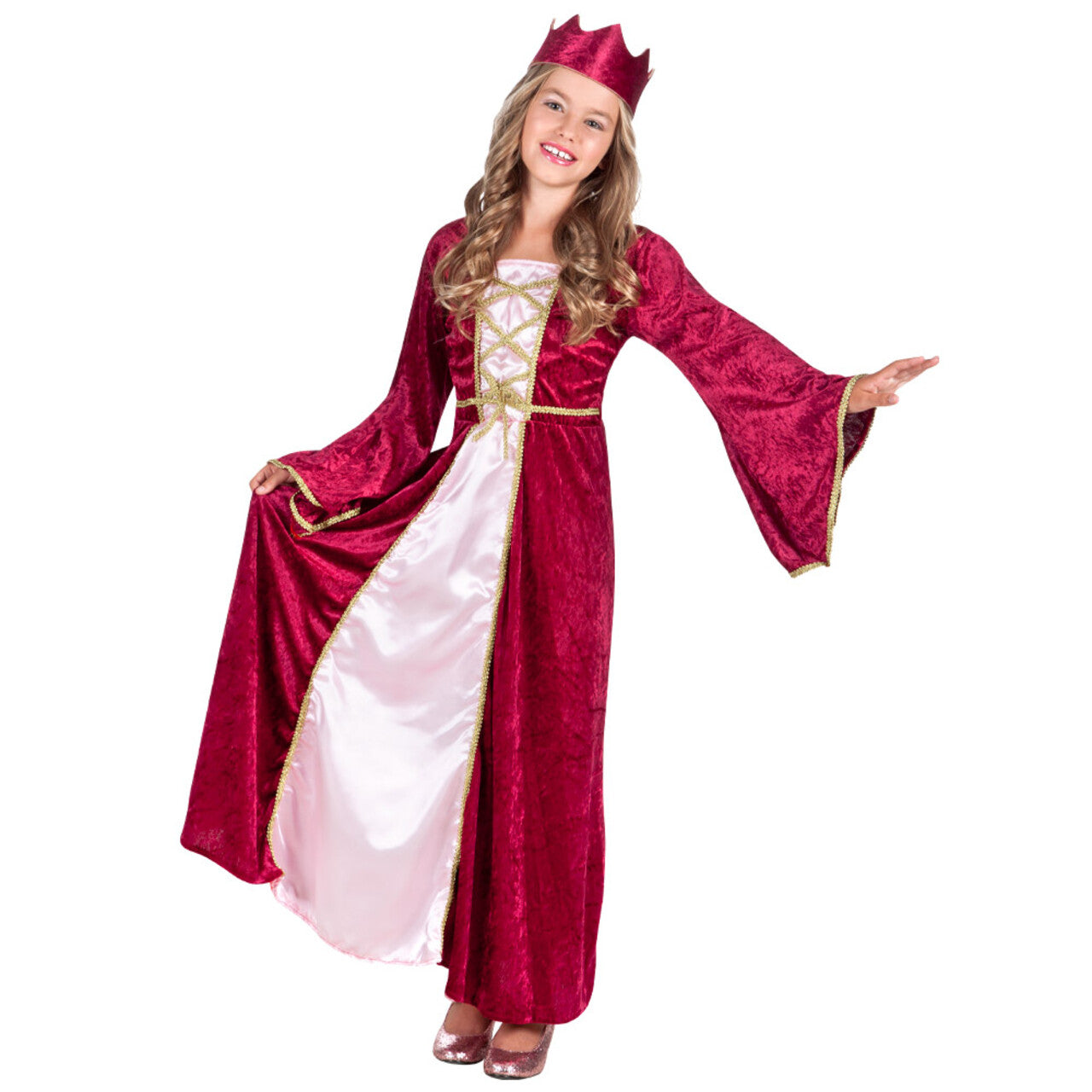 Op deze afbeelding zie je een Kostuums, van het merk Boland. Renaissance Koningin Walewijn Meisje Kostuum