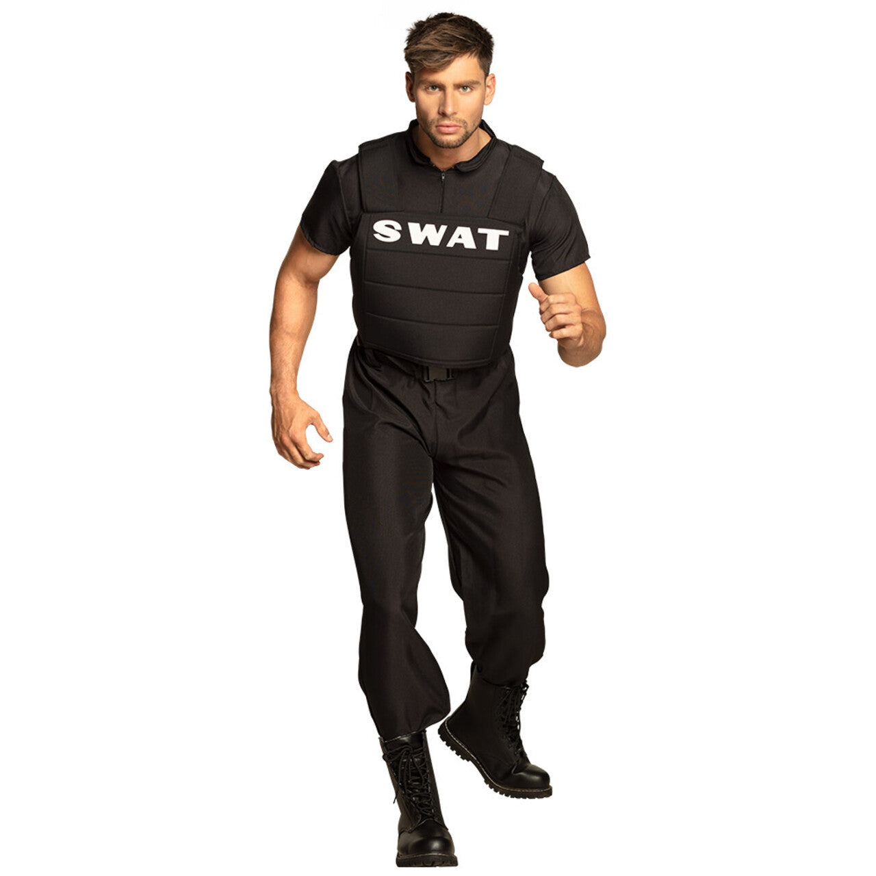 Op deze afbeelding zie je een Kostuums, van het merk Boland. Swat-Officier Workhard Man Kostuum