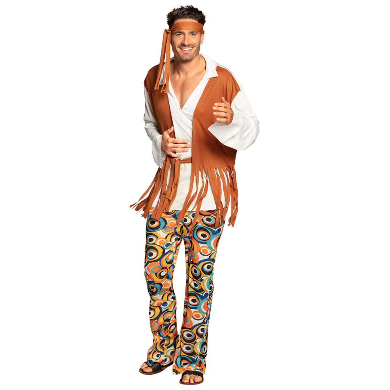 Op deze afbeelding zie je een Kostuums, van het merk Boland. Hippie Chakra Charlie Man Kostuum