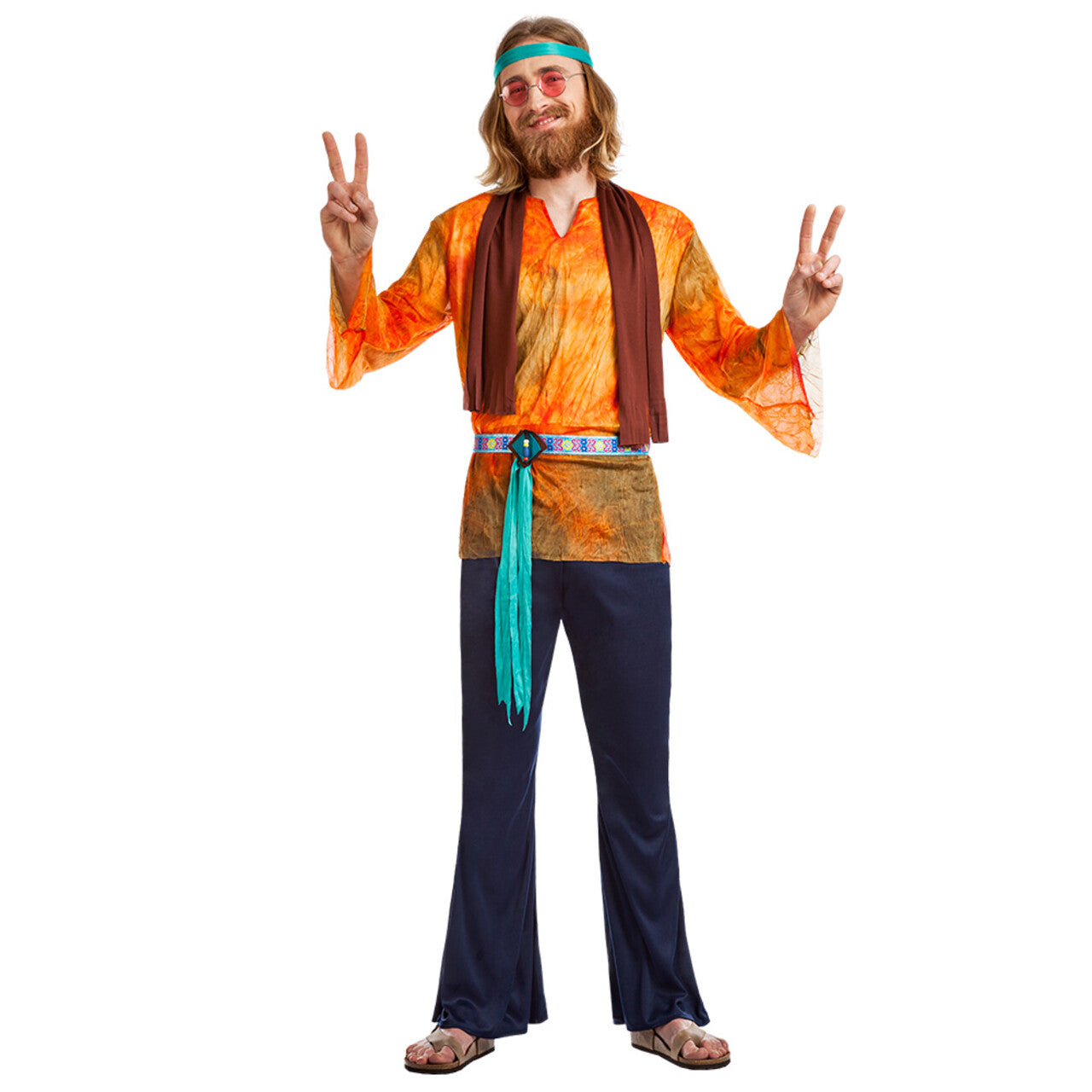 Op deze afbeelding zie je een Kostuums, van het merk Boland. Hippie Buzzy Peacemaker Man Kostuum