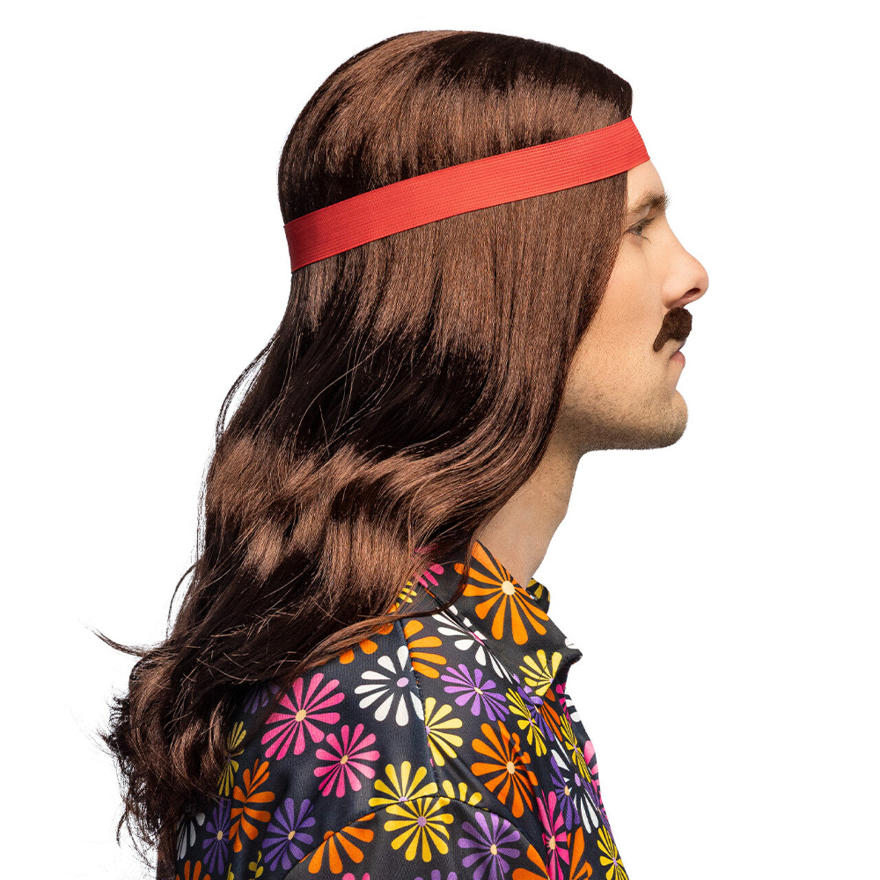 Op deze afbeelding zie je een Accessoires, van het merk Boland. Pruik Johny Woodstock Met Hoofdband En Snor