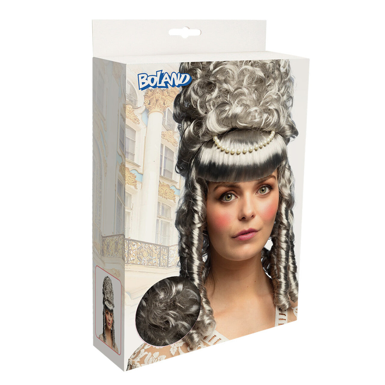 Op deze afbeelding zie je een Accessoires, van het merk Boland. Pruik Dame Van Adel Marie-Sophie Grijs
