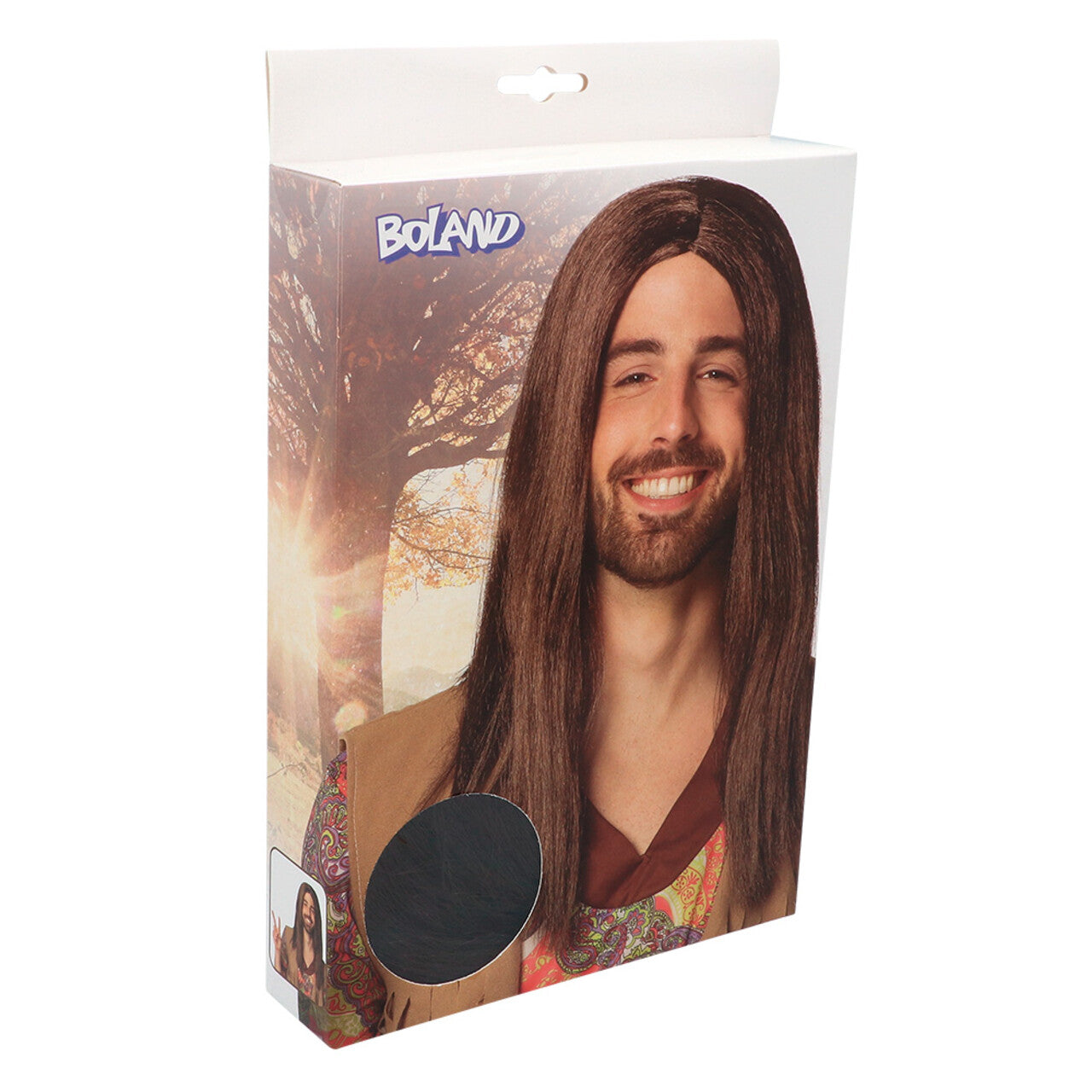 Op deze afbeelding zie je een Accessoires, van het merk Boland. Pruik John Long Bruin