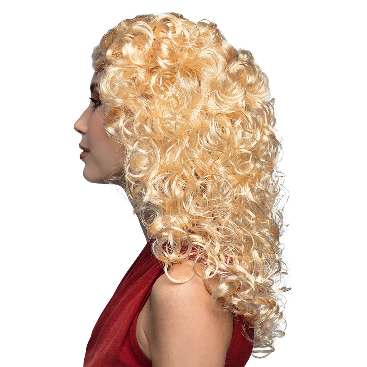 Op deze afbeelding zie je een Accessoires, van het merk Boland. Pruik Norah Culry Fun Hair Blond