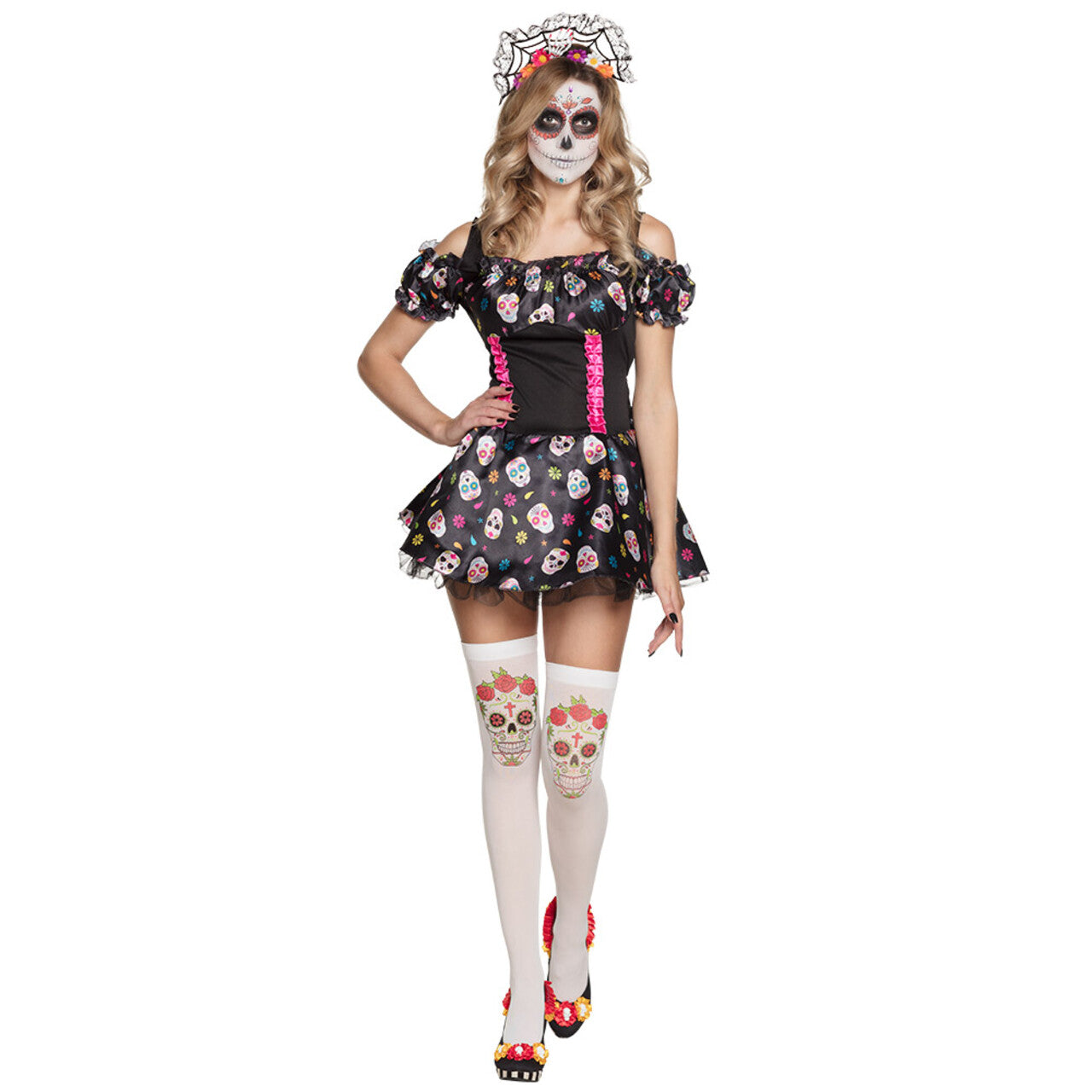 Op deze afbeelding zie je een Accessoires, van het merk Boland. Kousen Day Of The Dead Calavera