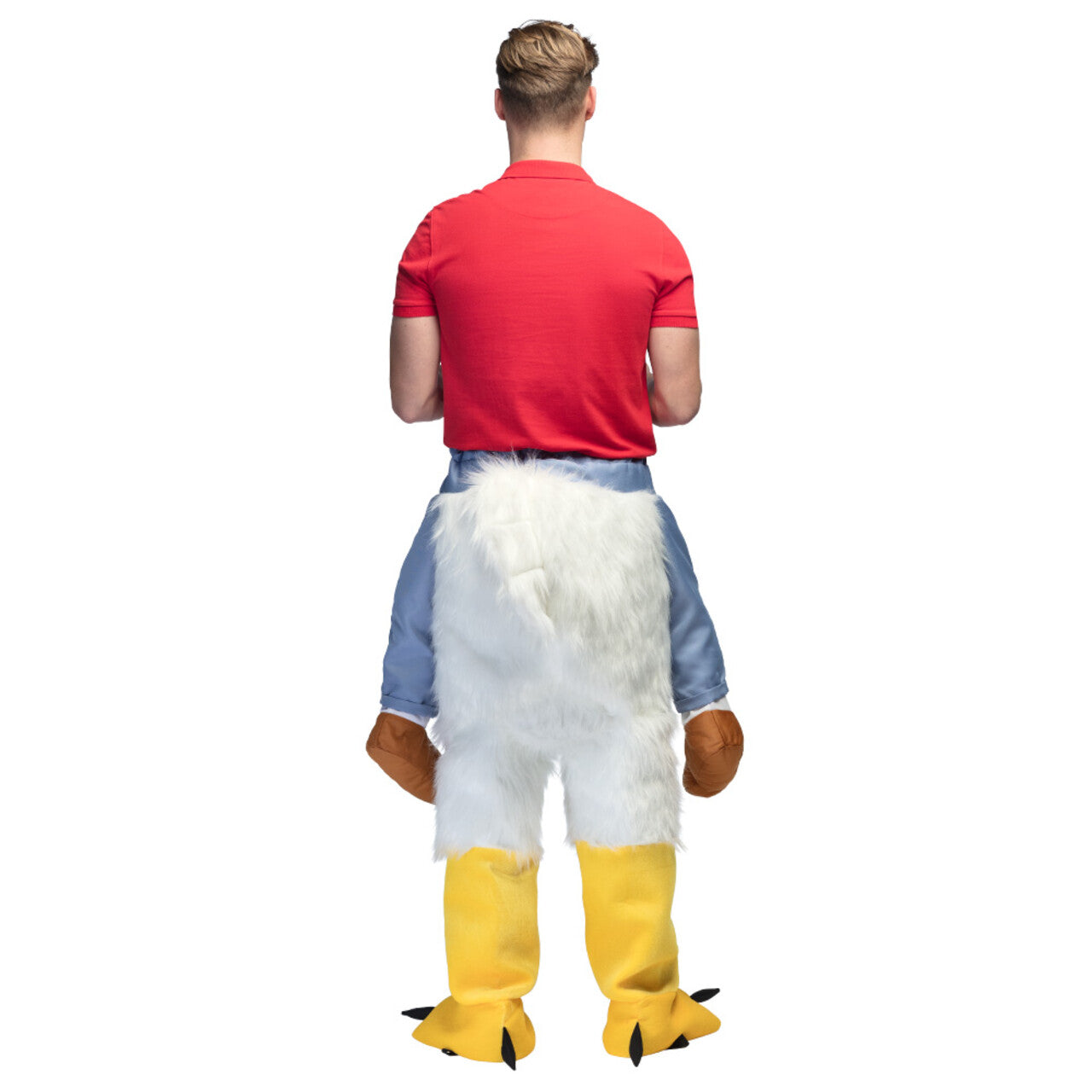 Op deze afbeelding zie je een Kostuums, van het merk Boland. Chicken Jockey Op De Rug Van Een Kip Kostuum