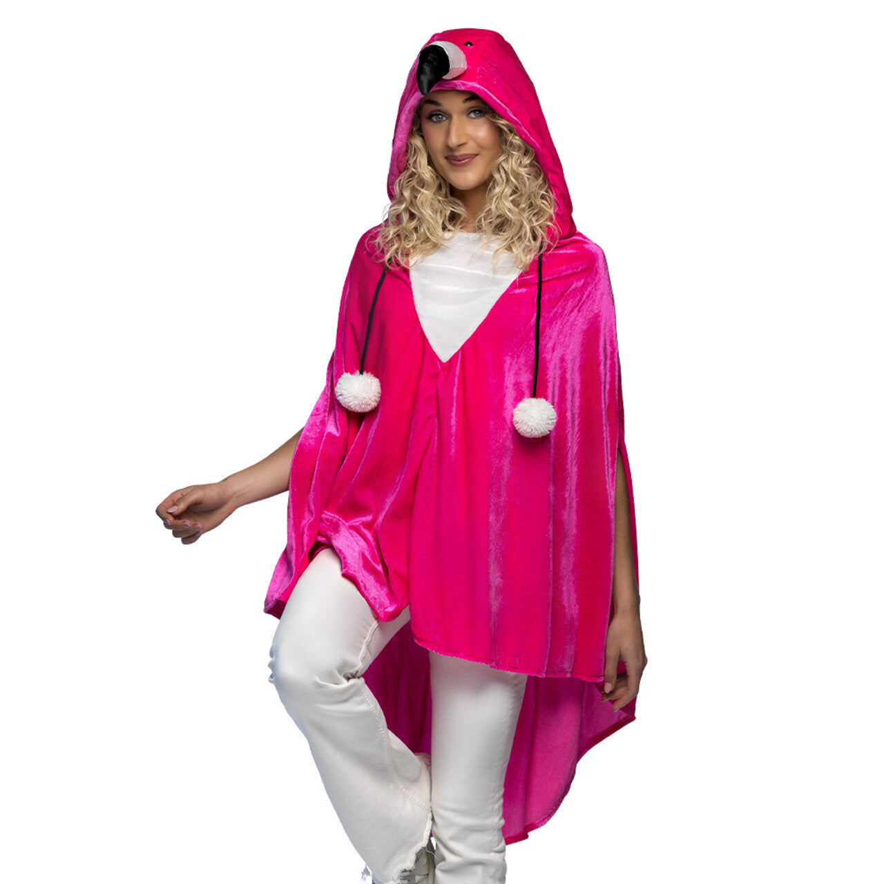 Op deze afbeelding zie je een Kostuums, van het merk Boland. Poncho Megaroze Flamingo Kostuum