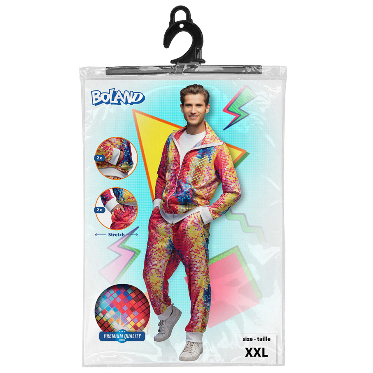 Op deze afbeelding zie je een Kostuums, van het merk Boland. Trainingspak Disco Dude Man Kostuum