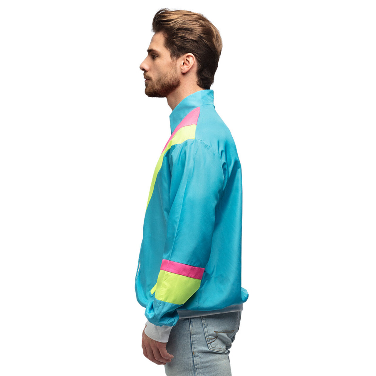 Op deze afbeelding zie je een Kostuums, van het merk Boland. Trainingsjasje Retro Dude Neonblauw Man
