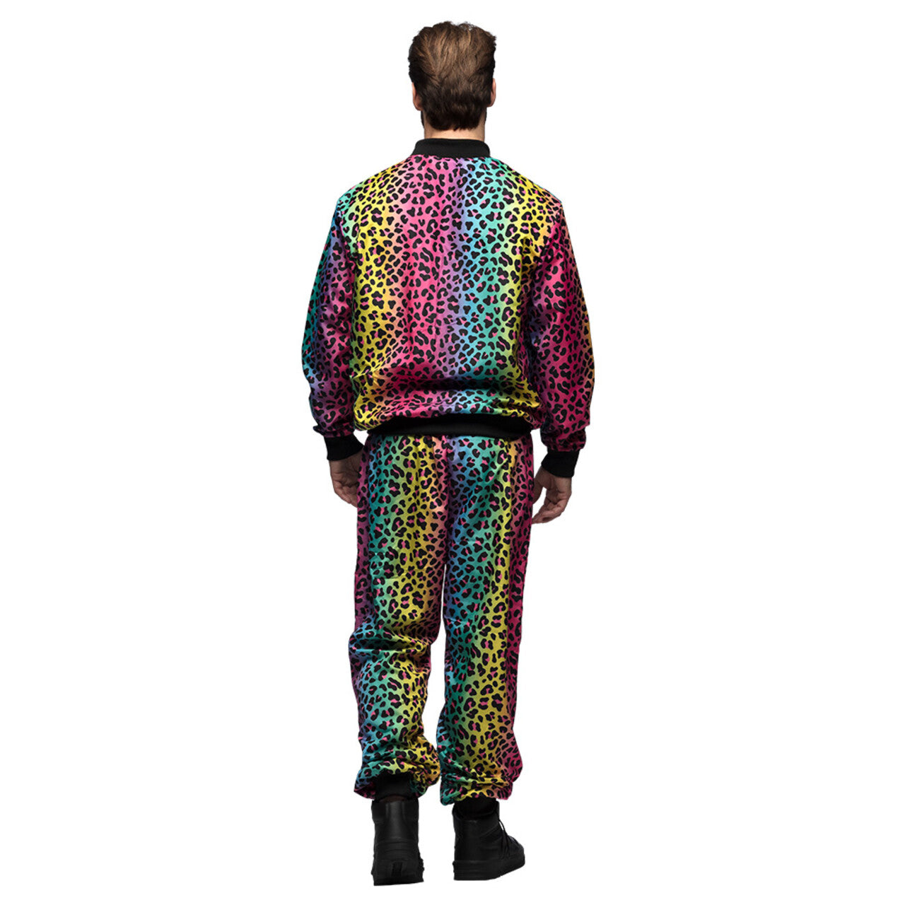 Op deze afbeelding zie je een Kostuums, van het merk Boland. Trainingspak Regenboogpanter Dude Man Kostuum