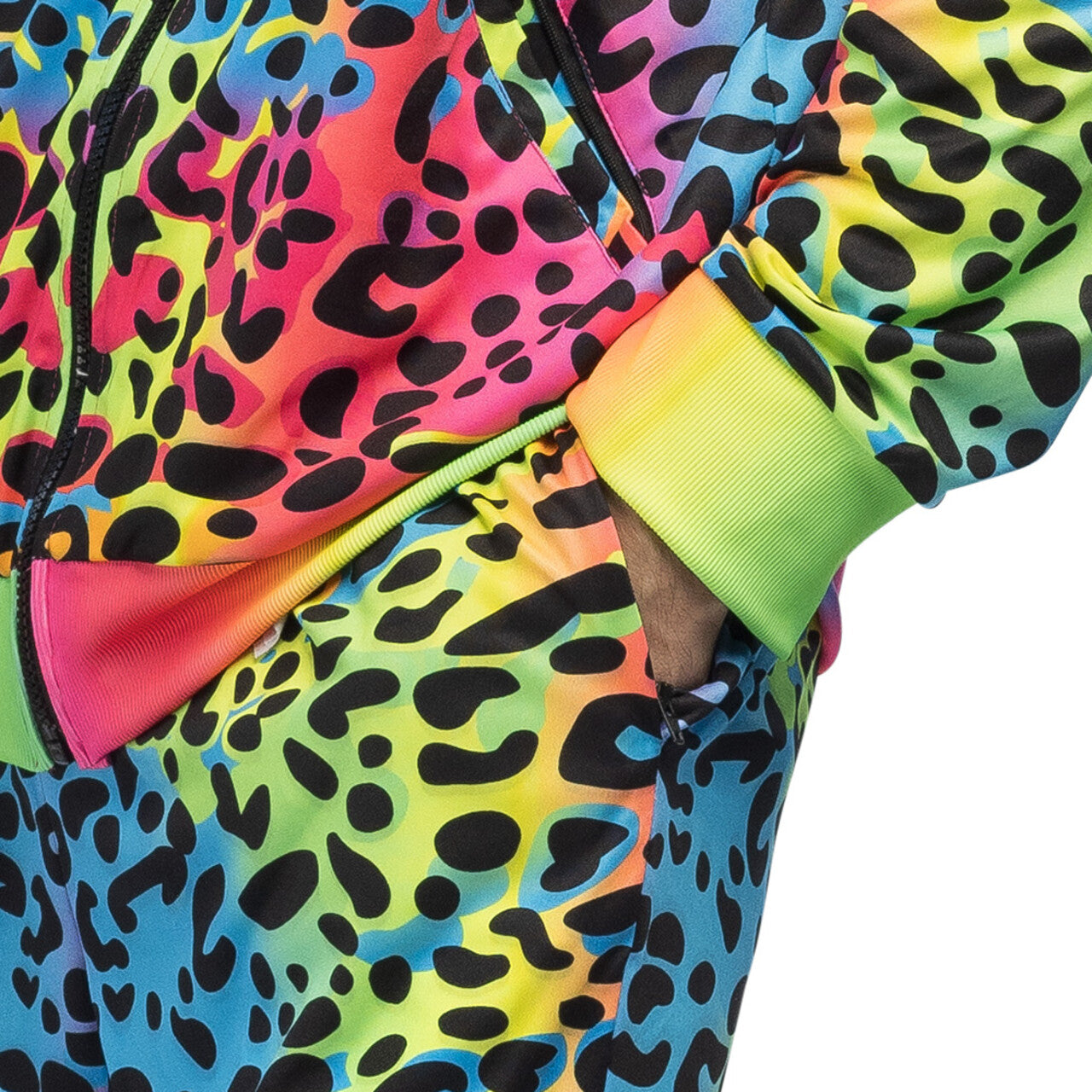 Op deze afbeelding zie je een Kostuums, van het merk Boland. Super Fout 90s Trainingspak Leopard Art Blacklight Vrouw Kostuum