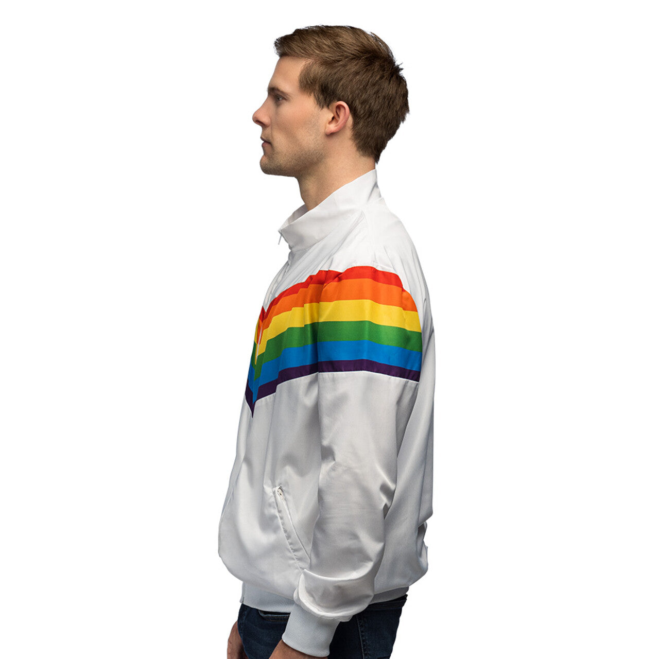 Op deze afbeelding zie je een Kostuums, van het merk Boland. Trainingsjasje Retro Vintage Rainbow Man