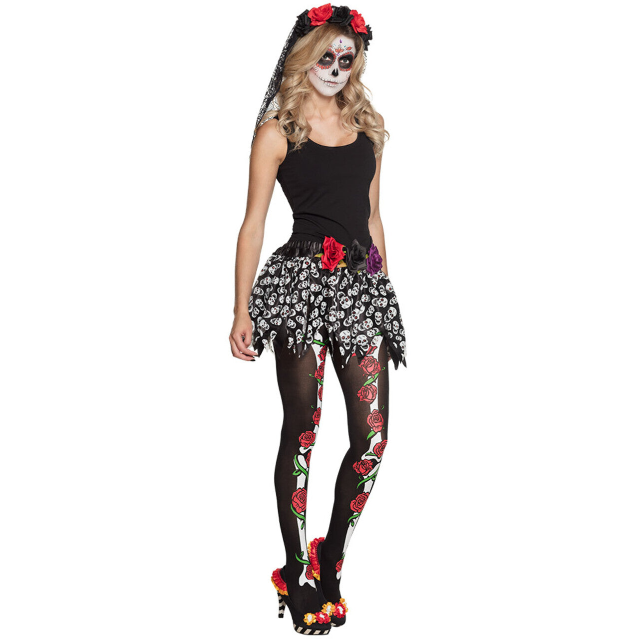 Op deze afbeelding zie je een Kostuums, van het merk Boland. Kort Rokje Calaveras Skull Vrouw