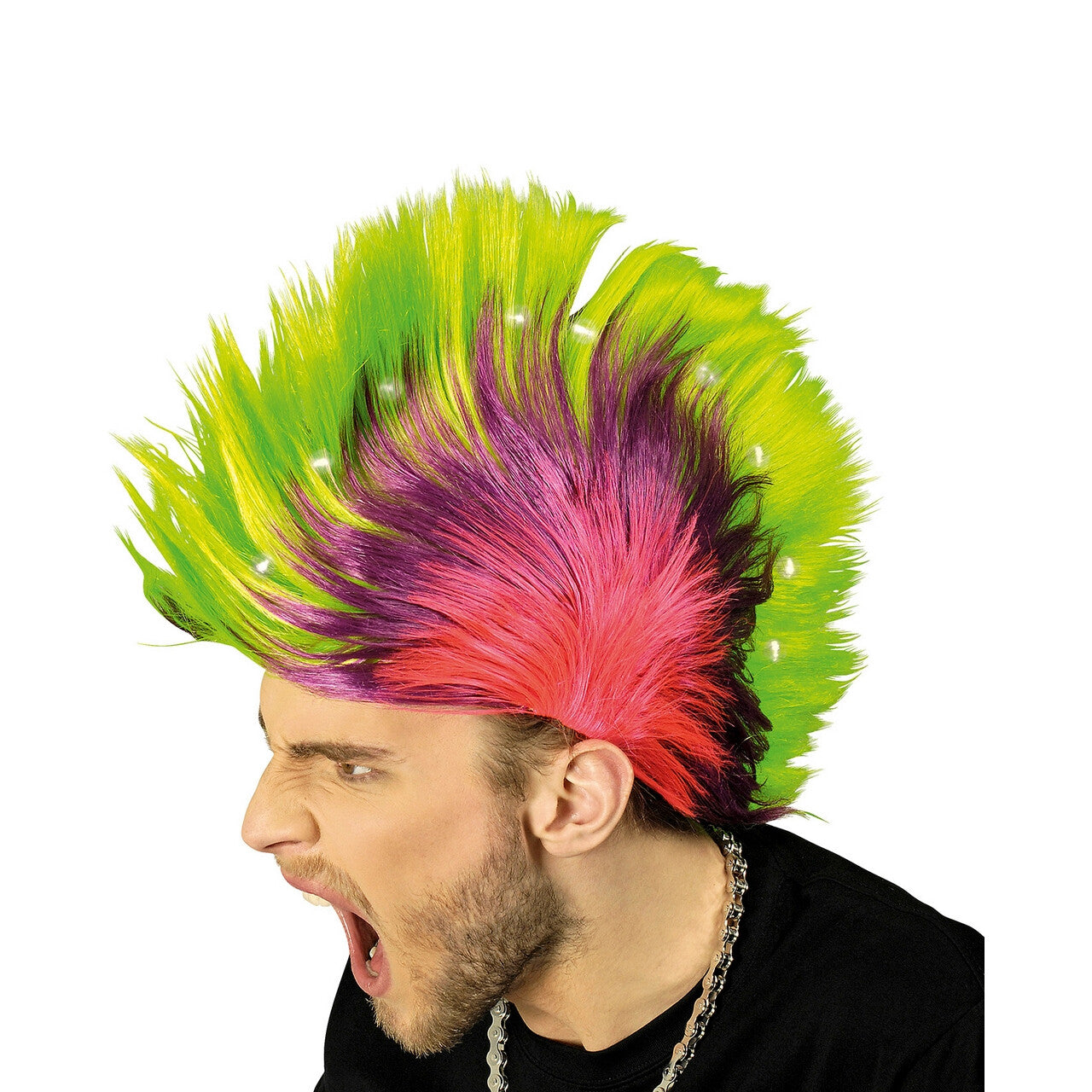Op deze afbeelding zie je een Accessoires, van het merk Chaks. Punkrock Hanenkam Met Led Verlichting