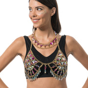 Op deze afbeelding zie je een Kostuums, van het merk Chaks. Roze Diamanten Festival Bikini Top Vrouw