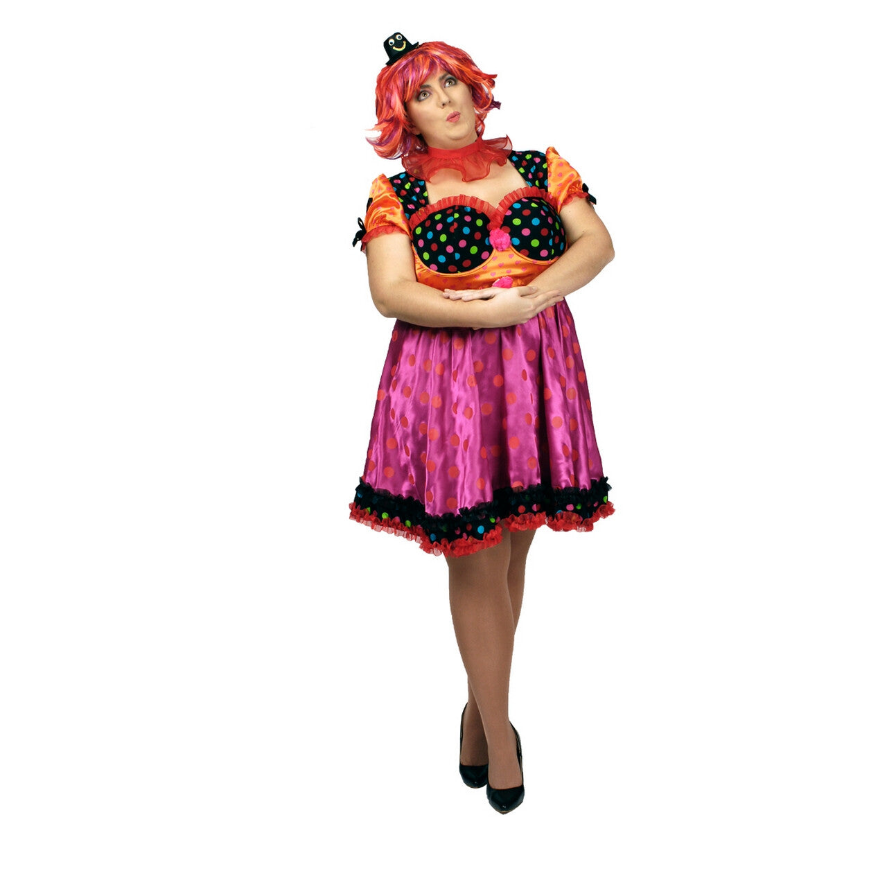 Op deze afbeelding zie je een Kostuums, van het merk Chaks. Mega Grappige Clown Antonella Vrouw Kostuum