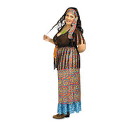 Op deze afbeelding zie je een Kostuums, van het merk Chaks. Dancing Rainbow Hippie Vrouw Kostuum