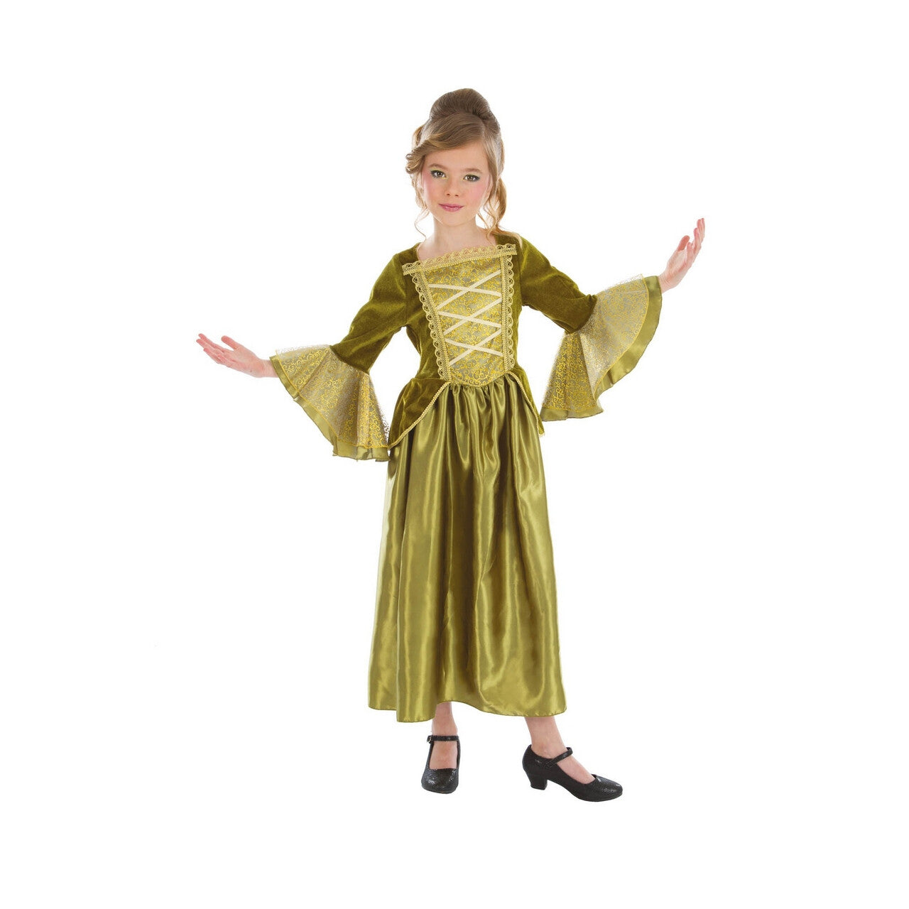 Op deze afbeelding zie je een Kostuums, van het merk Chaks. Groene Koninklijke Hoogheid Smaragd Meisje Kostuum