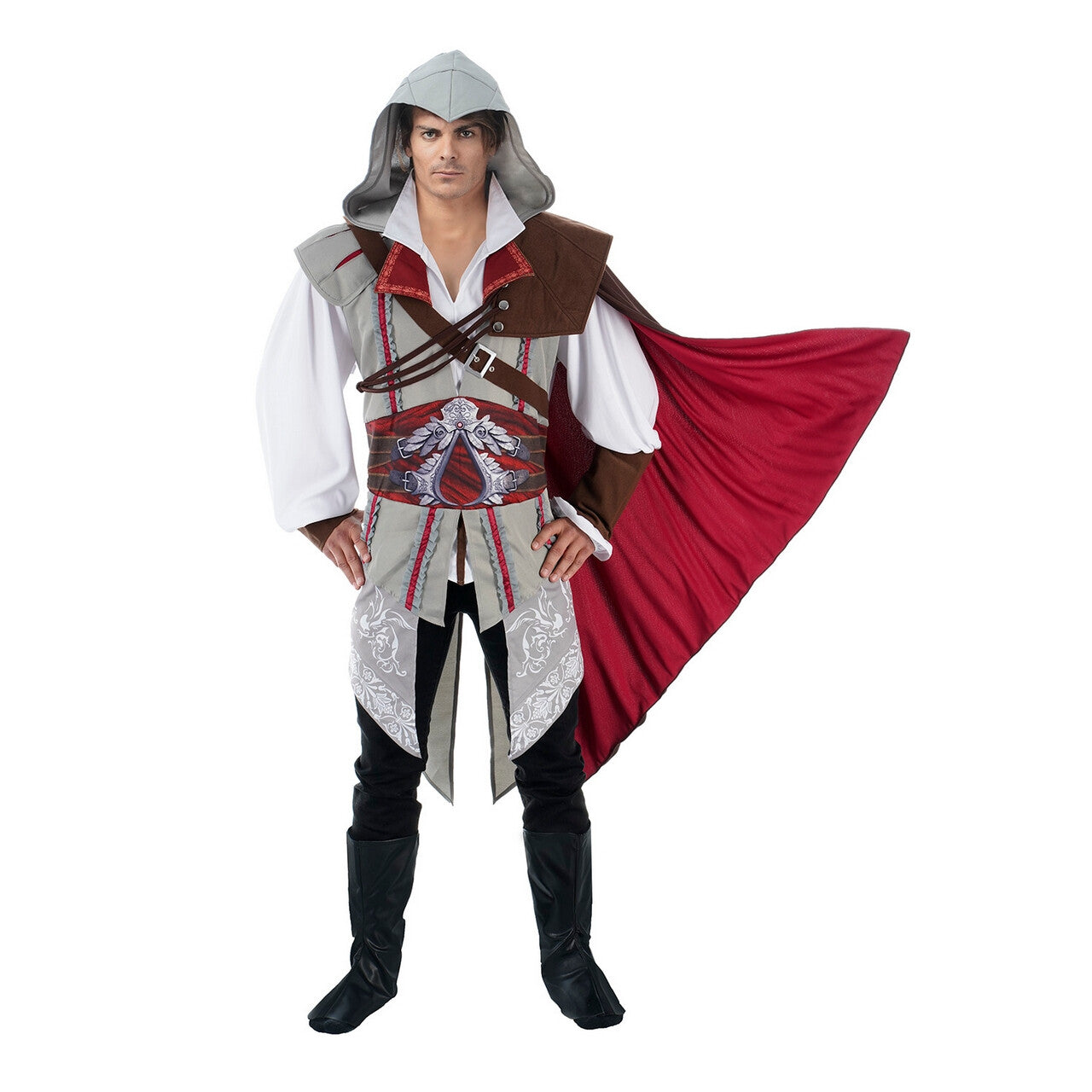 Op deze afbeelding zie je een Kostuums, van het merk Chaks. Ezio Assassins Creed Man Kostuum
