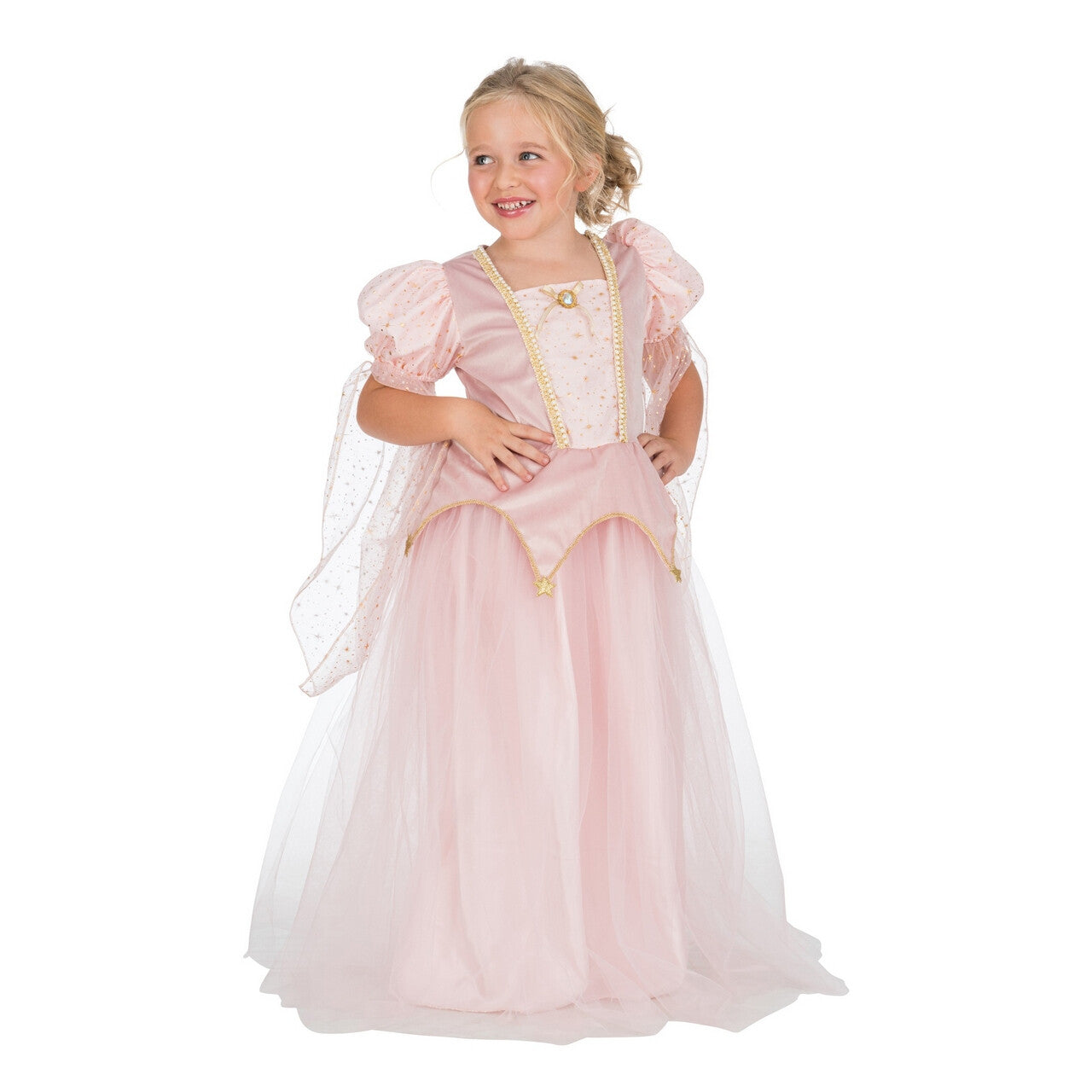 Op deze afbeelding zie je een Kostuums, van het merk Chaks. Deluxe Pink Princess Adelia Meisje Kostuum