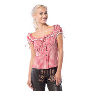 Op deze afbeelding zie je een Kostuums, van het merk Party Chimp. Liesl Oktoberfest Blouse Rood / Wit Vrouw