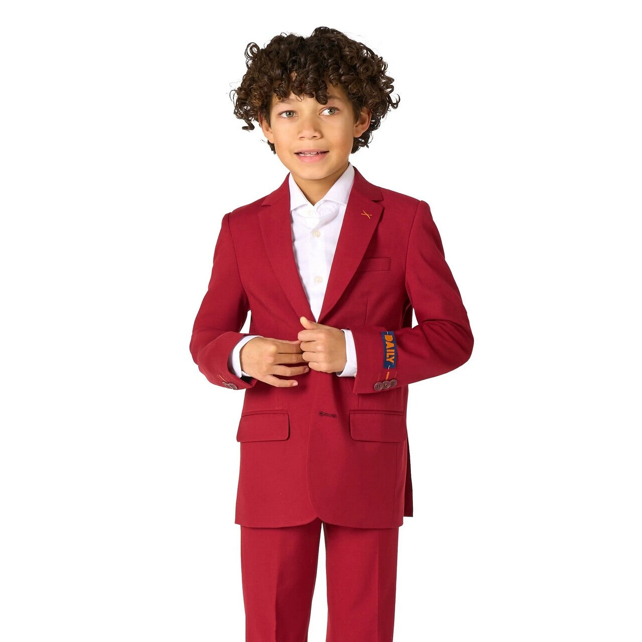 Op deze afbeelding zie je een Kostuums, van het merk Opposuits. Daily Bright Burgundy Jongen Kostuum
