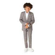 Op deze afbeelding zie je een Kostuums, van het merk Opposuits. Daily Checked Tan Jongen Kostuum