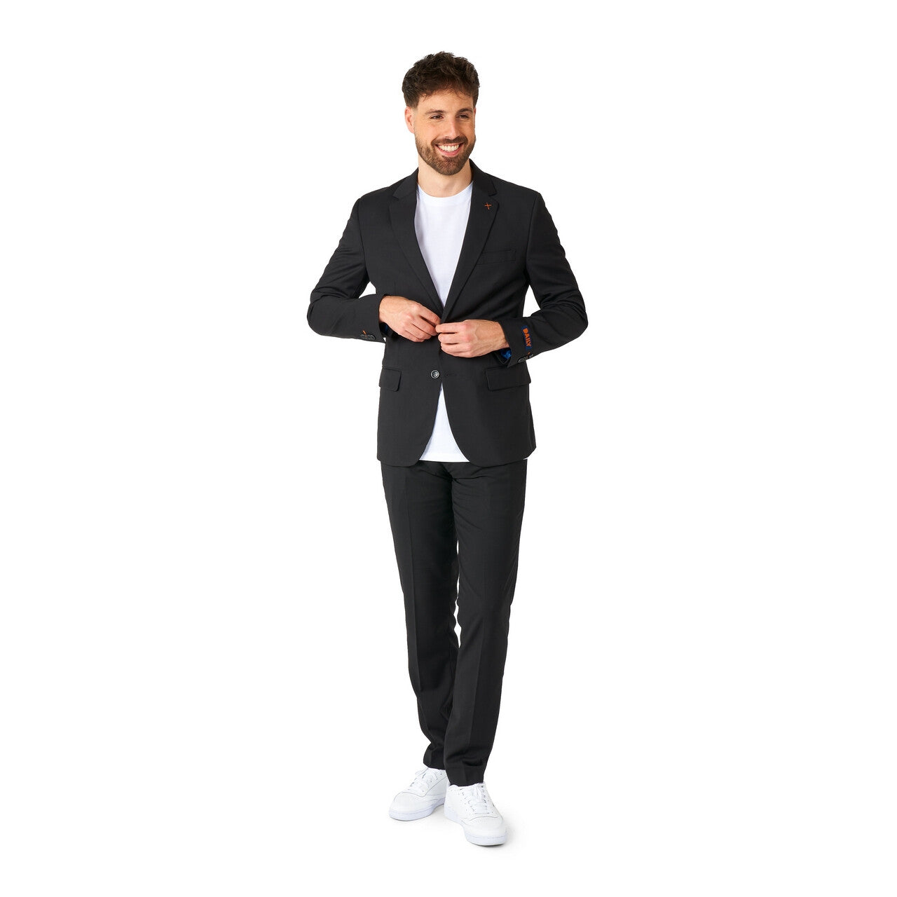 Op deze afbeelding zie je een Kostuums, van het merk Opposuits. Strak In Een Zwart Net Pak Man