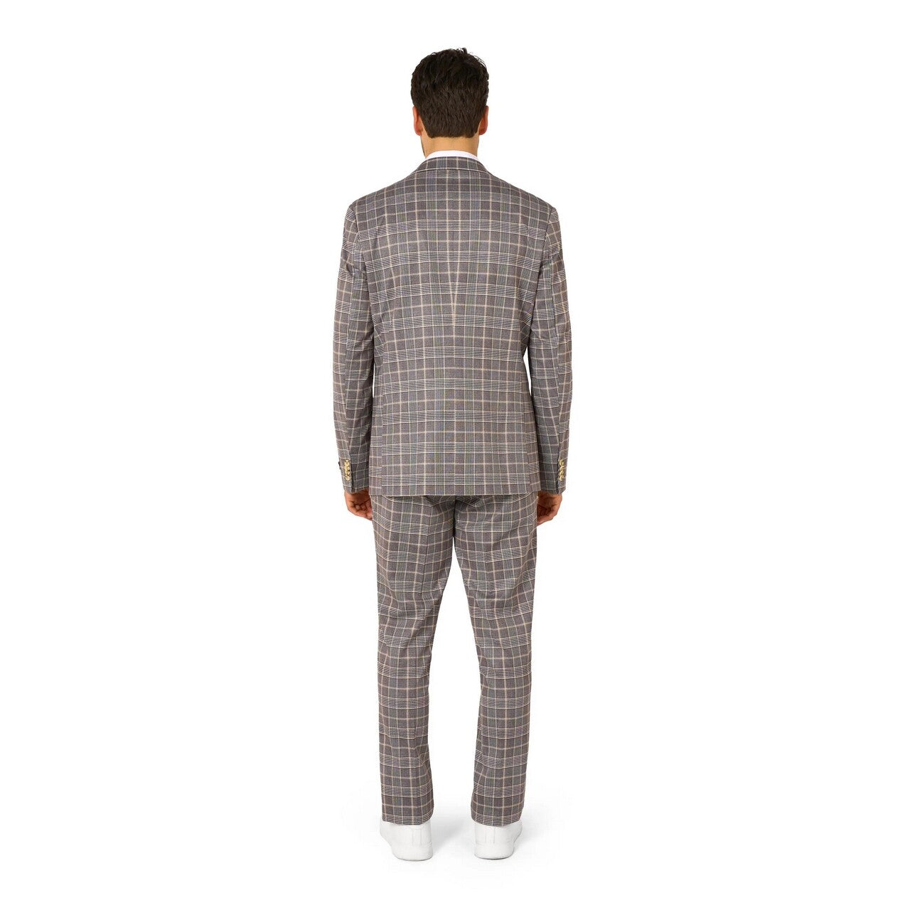 Op deze afbeelding zie je een Kostuums, van het merk Opposuits. Daily Checked Tan Man Kostuum