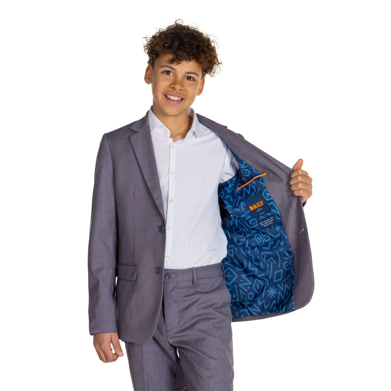 Op deze afbeelding zie je een Kostuums, van het merk Opposuits. Teen Boys Daily Dark Grey Jongen Kostuum