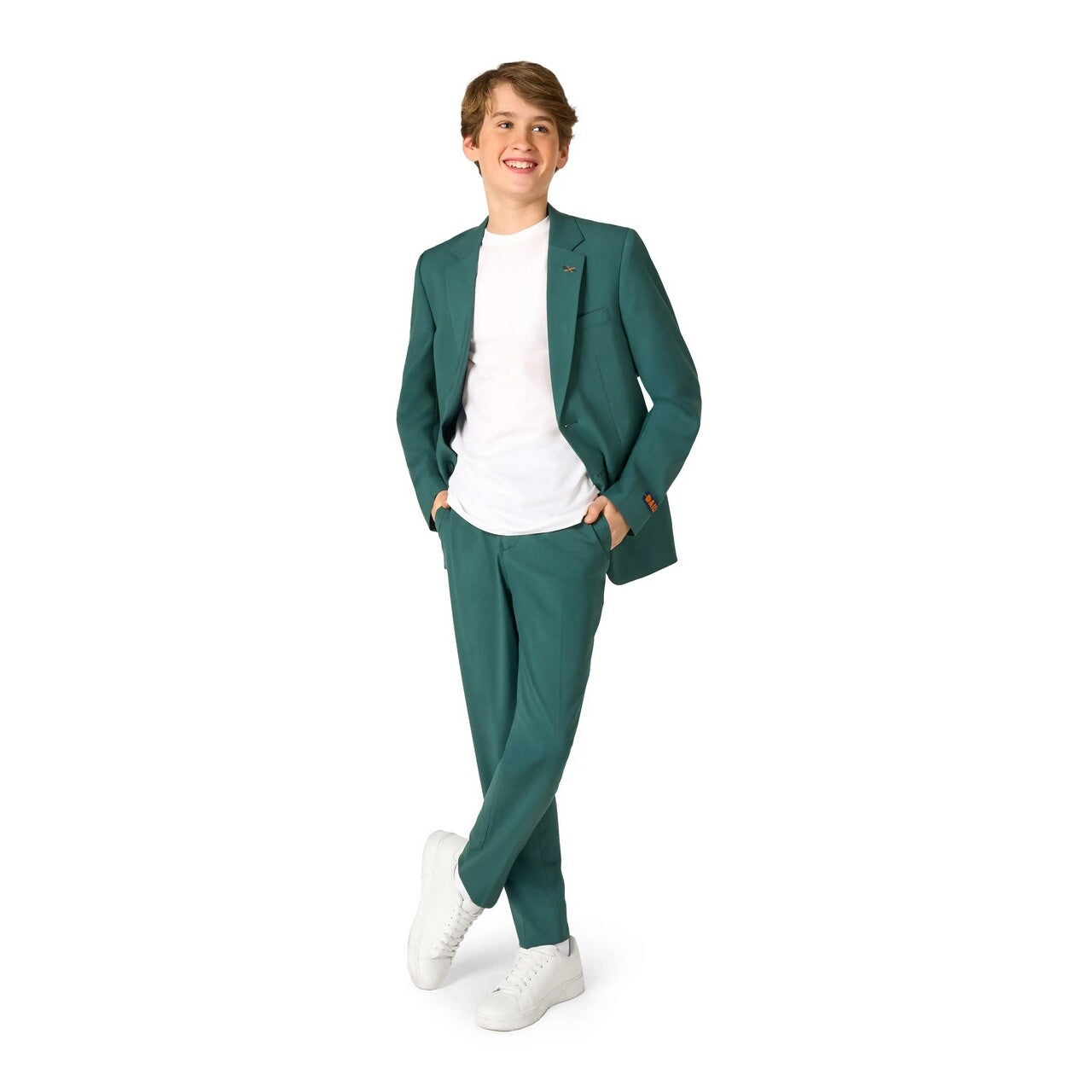Op deze afbeelding zie je een Kostuums, van het merk Opposuits. Daily Posy Green Tiener Jongen Kostuum