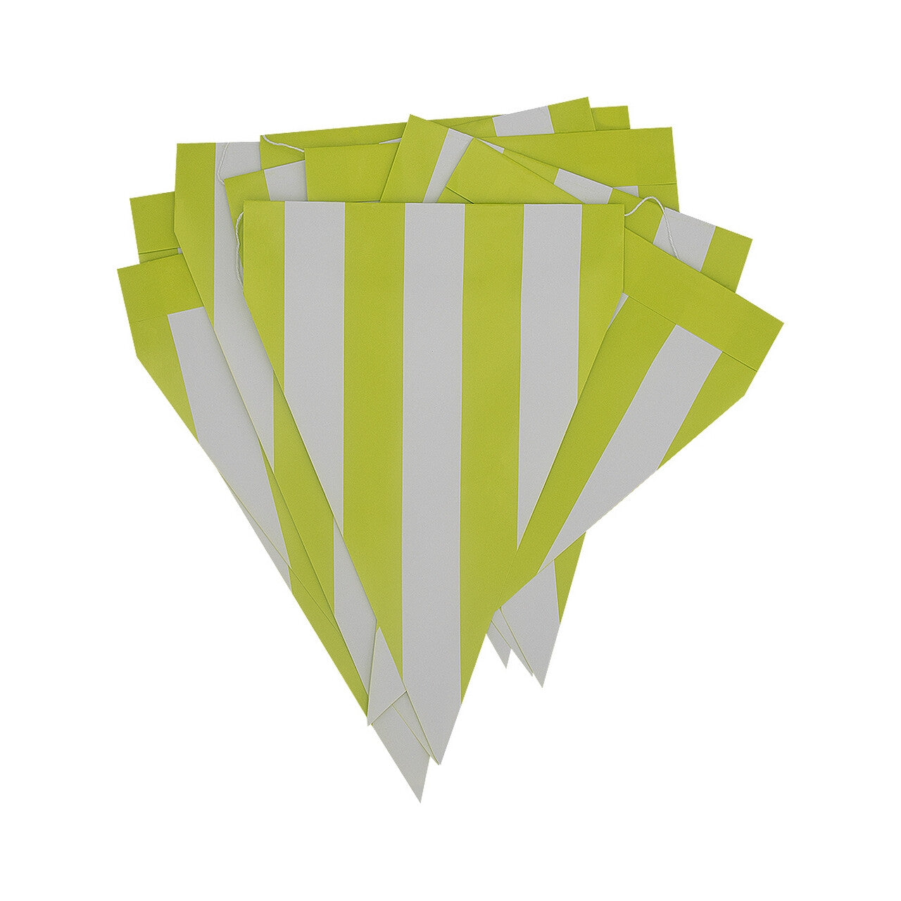 Op deze afbeelding zie je een Decoratie, van het merk Funidelia. Lime Groene Vlaggenlijn 9 Wimpels 3 Meter