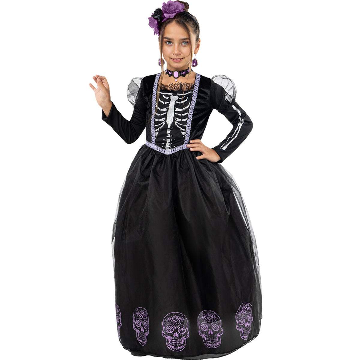 Op deze afbeelding zie je een Kostuums, van het merk Funidelia. Catrina Day Of The Dead Meisje Kostuum