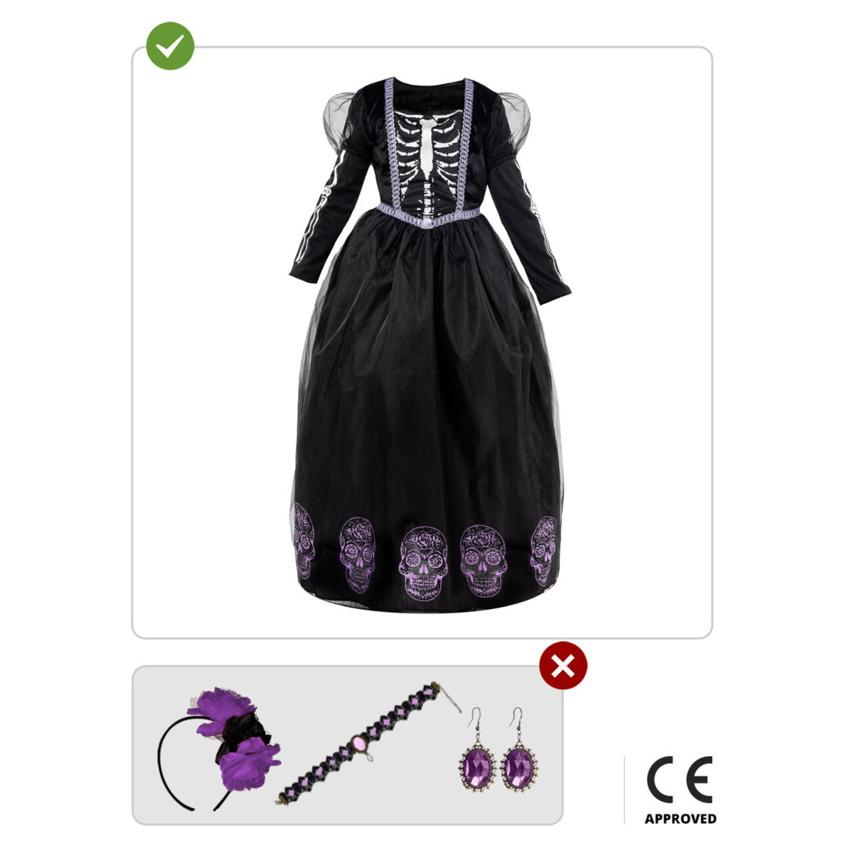 Op deze afbeelding zie je een Kostuums, van het merk Funidelia. Catrina Day Of The Dead Meisje Kostuum