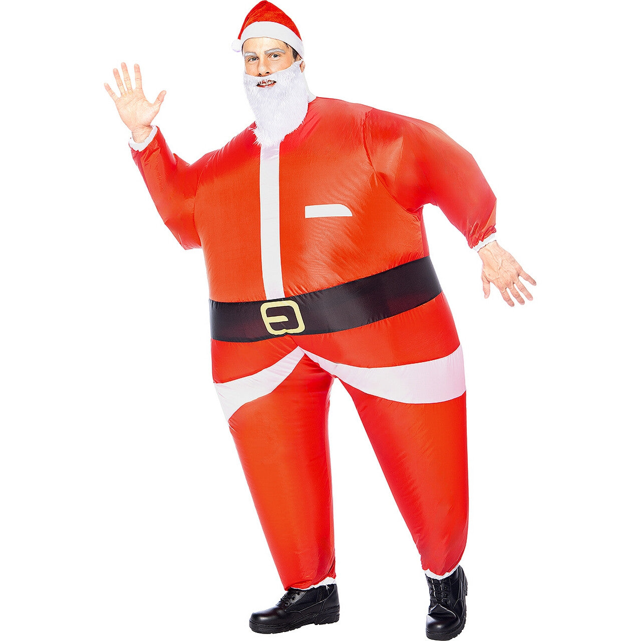 Op deze afbeelding zie je een Kostuums, van het merk Funidelia. Opblaasbare Kerstman Ho Ho Ho Kostuum
