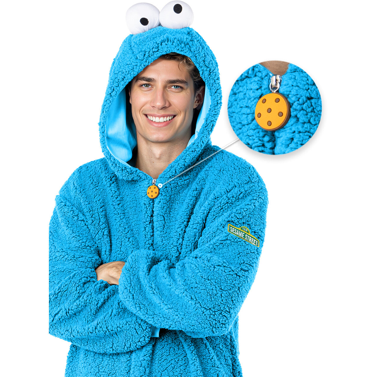 Op deze afbeelding zie je een Kostuums, van het merk Funidelia. Sesamstraat™ Koekiemonster™ Unisex Kostuum