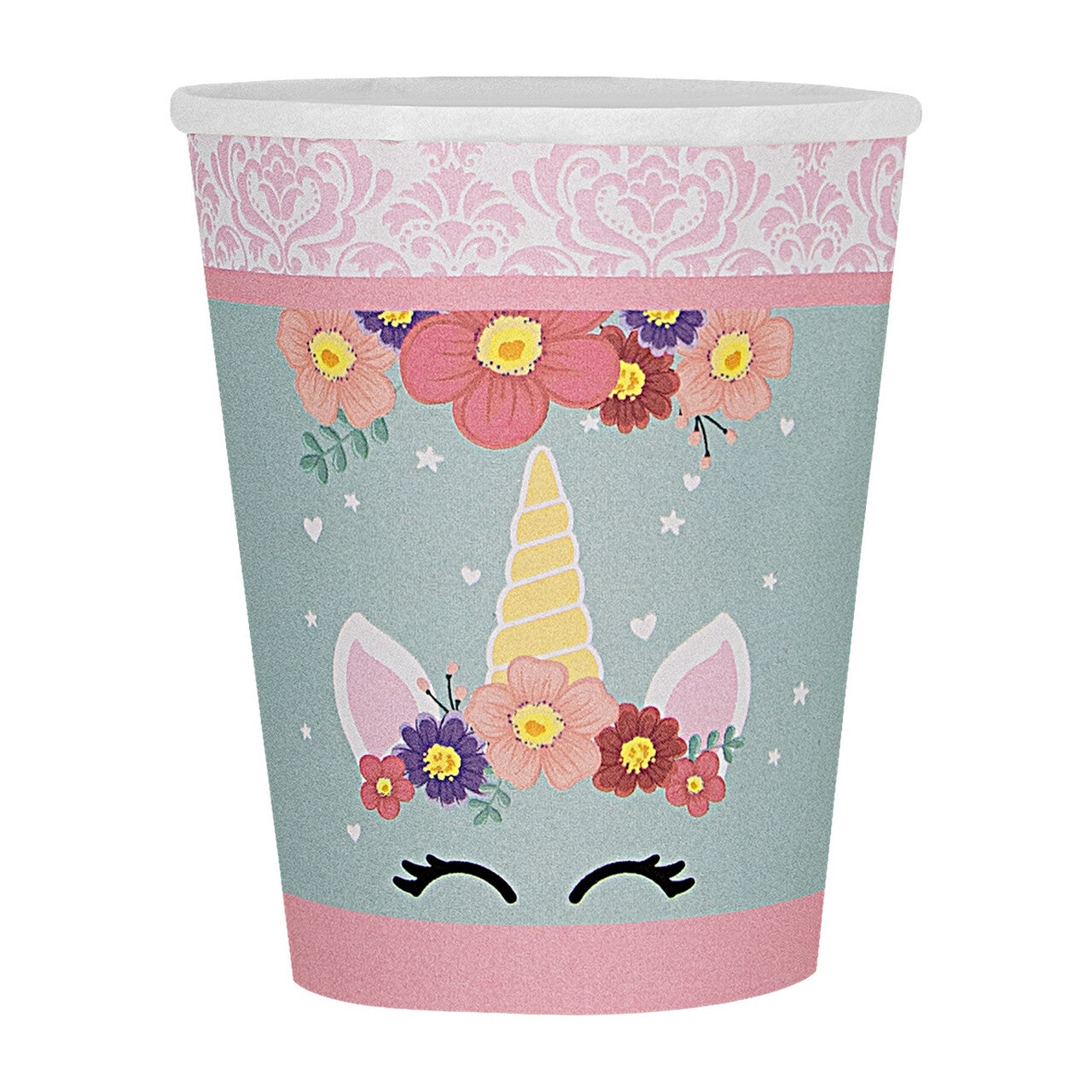 Op deze afbeelding zie je een Decoratie, van het merk Funidelia. Unicorn Flowers Bekers 8 Stuks
