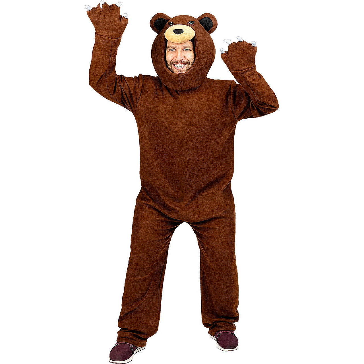Op deze afbeelding zie je een Kostuums, van het merk Funidelia. Gevaarlijke Grizzly Beer Met Klauwen Onesie Kostuum