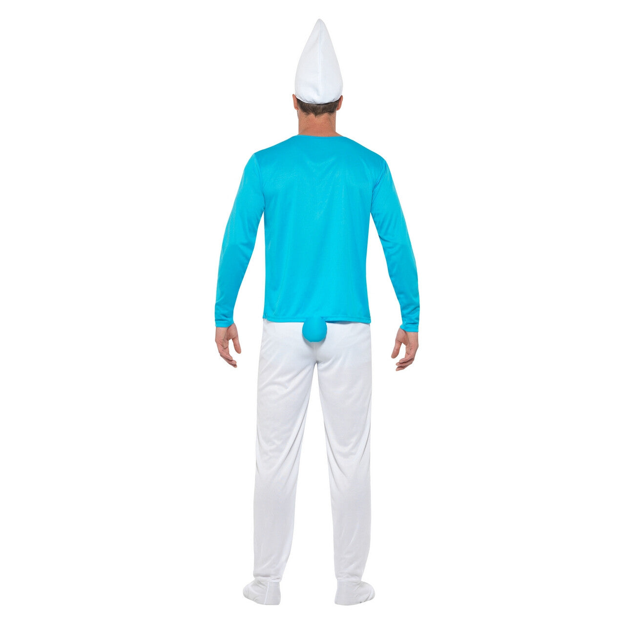 Op deze afbeelding zie je een Kostuums, van het merk Funidelia. Vrolijke Blauwe Smurf Man Kostuum