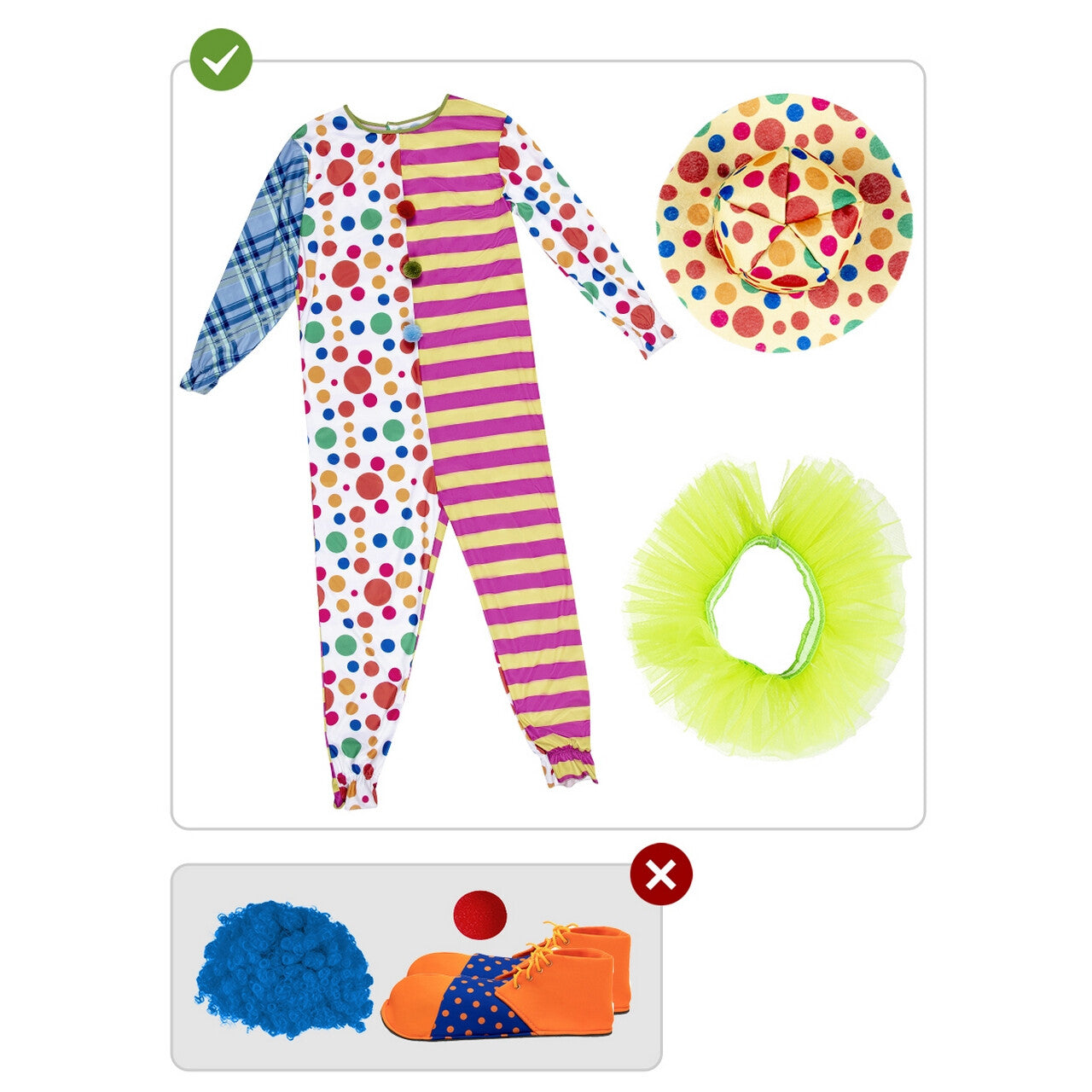 Op deze afbeelding zie je een Kostuums, van het merk Funidelia. Harry Lachgraag Clown Kostuum